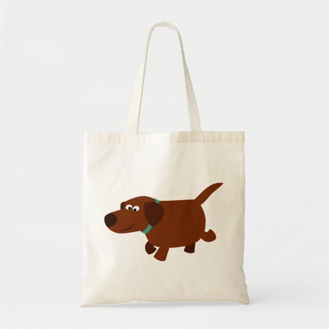Cute Tecknad Chocolate Labrador Bag Tygkasse (Framsidan)