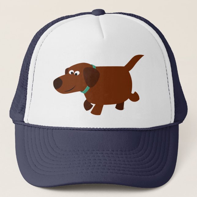 Cute Tecknad Chocolate Labrador Hat Truckerkeps (Framsida)