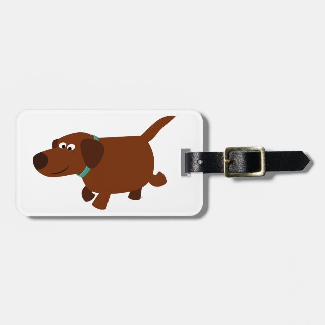 Cute Tecknad Chocolate Labrador Luggage Tag Bagagebricka (Horisontell Framsida)