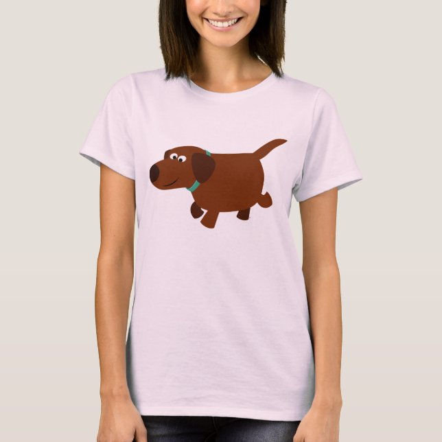 Cute Tecknad Chocolate Labrador Women T-Shirt (Framsida)