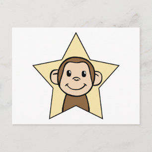 Cute Tecknad Clip Art Monkey med Flin Smile Star Vykort