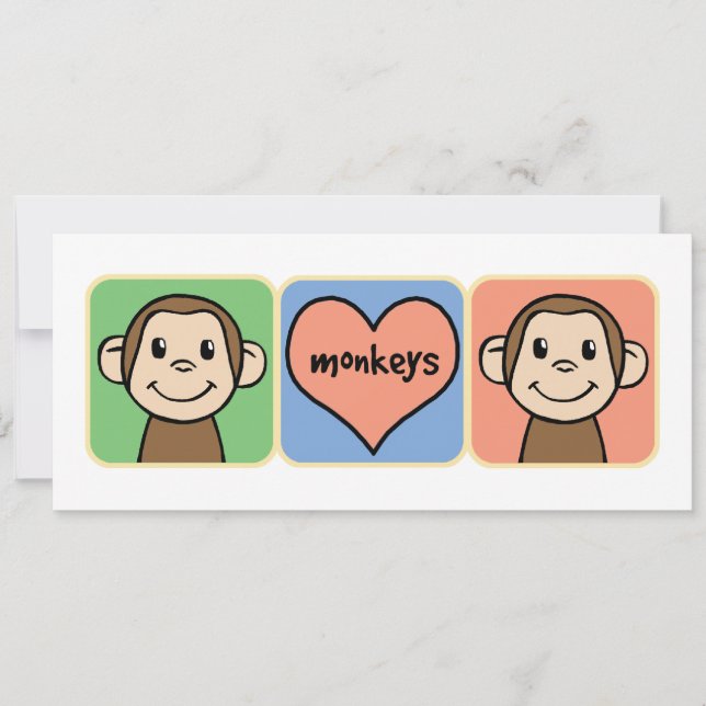 Cute Tecknad Clip Art Monkey med Heart Kärlek (Framsida)