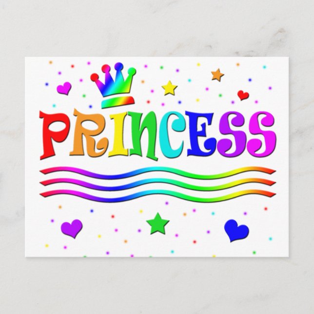 Cute Tecknad Clip Art Rainbow Princess Tiara Vykort (Framsida)