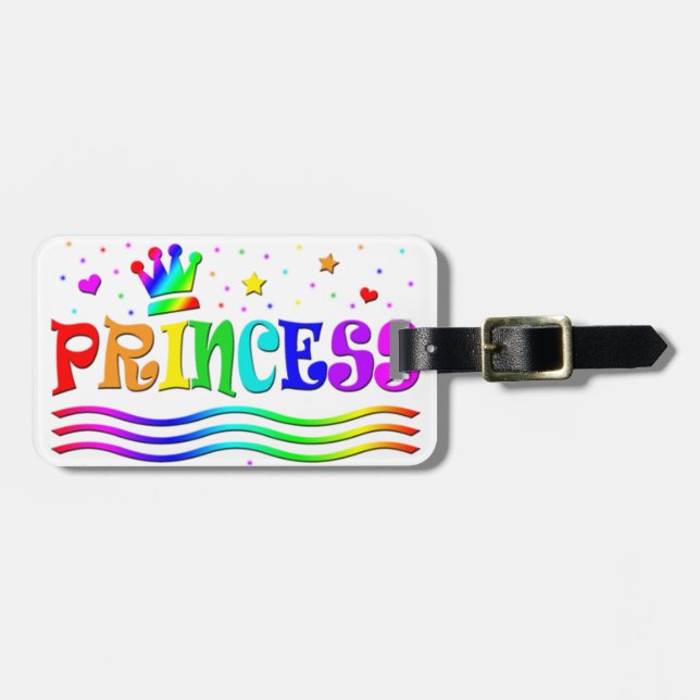 Cute Tecknad Clip Art Rainbow Tiara Bagagebricka (Horisontell Framsida)