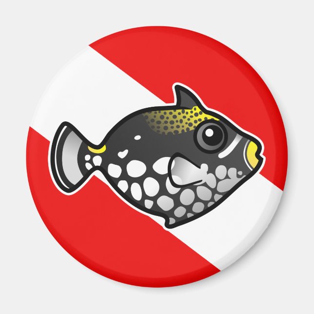 Cute Tecknad Cloclown Triggerfish Dive Flagga Magnet (Framsidan)