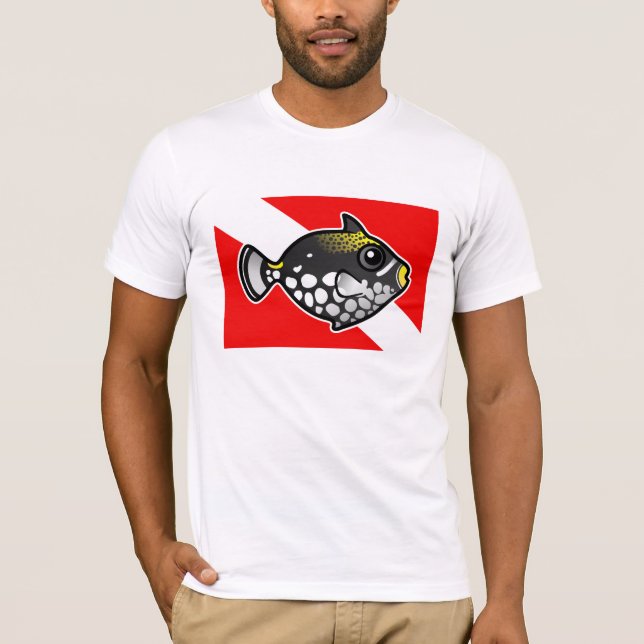 Cute Tecknad Cloclown Triggerfish Dive Flagga Tröja (Framsida)