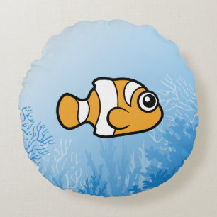 Cute Tecknad Clownfish Rund Kudde