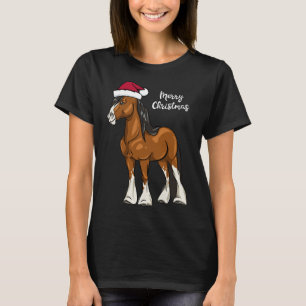 Cute Tecknad Clydesdale Draft Horse Jul T Shirt