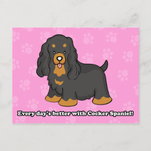 Cute Tecknad Cocker Spanska vykort