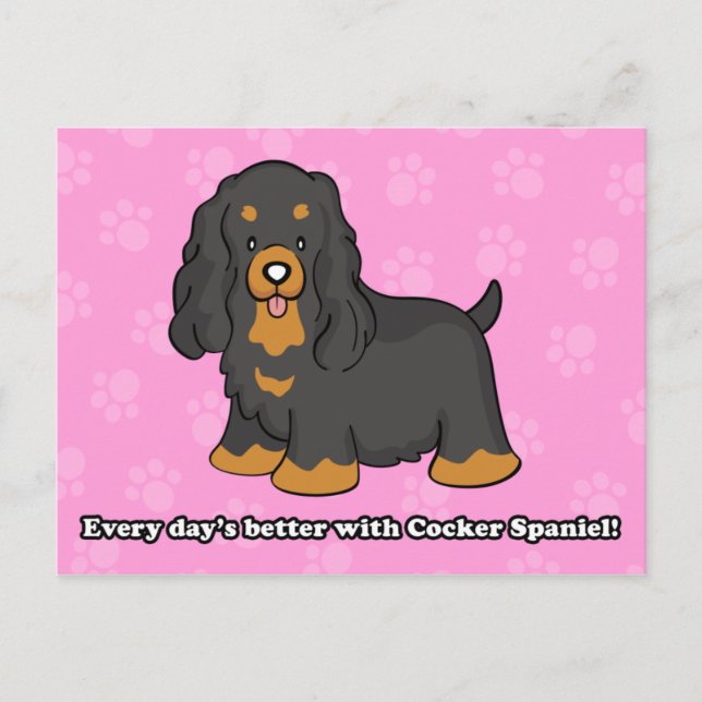Cute Tecknad Cocker Spanska vykort (Framsida)