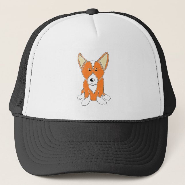 Cute Tecknad Corgi Truckerkeps (Framsida)