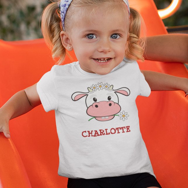 Cute Tecknad Cow | Anpassat namn Djurhållare T-Shi T Shirt (Skapare uppladdad)