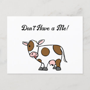 Cute Tecknad Cow Brown and White Farm Animal Vykort