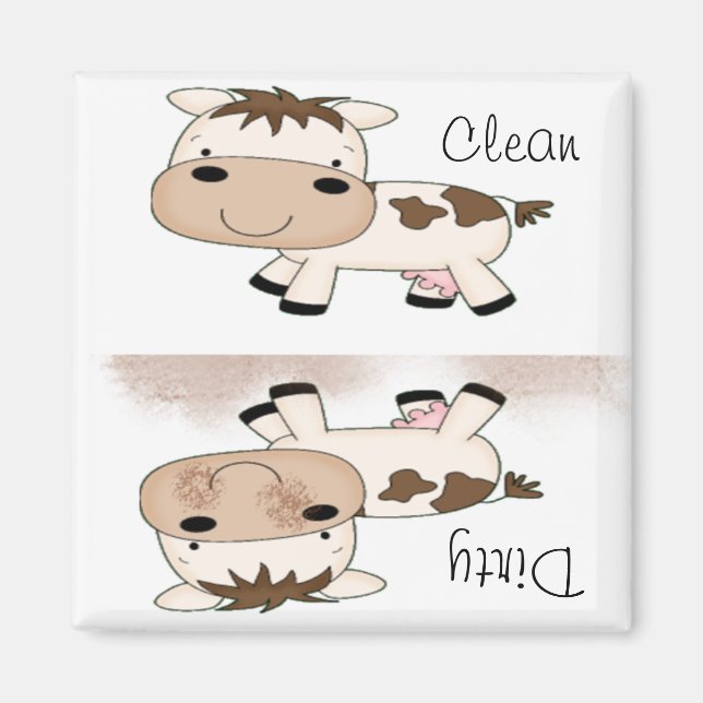 Cute Tecknad Cow Cean och Dirty Magnet (Framsidan)