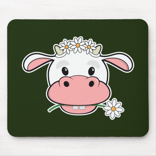 Cute Tecknad Cow | Kawaii Farm Animal Mouse Pad Musmatta (Framsidan)