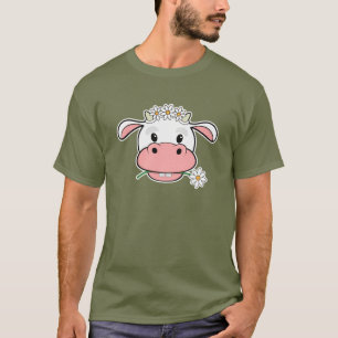 Cute Tecknad Cow   Kawaii Farm Animal T-Shirt