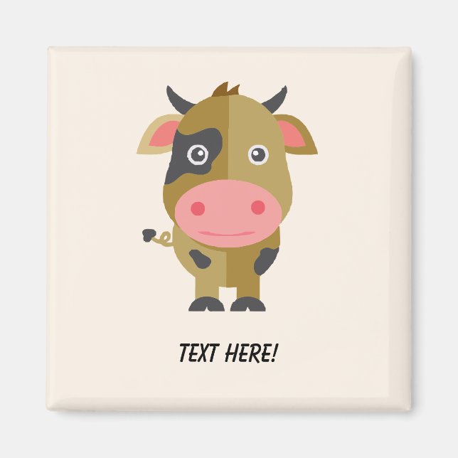Cute Tecknad Cow Magnet (Framsidan)