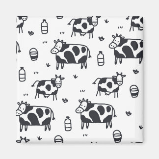 Cute Tecknad Cow Mönster Magnet