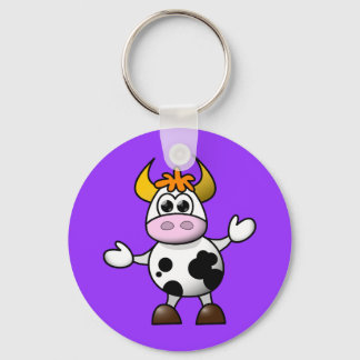 Cute Tecknad Cow Nyckelring
