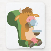 Cute Tecknad Cow och Nice Cuppa Mousepad
