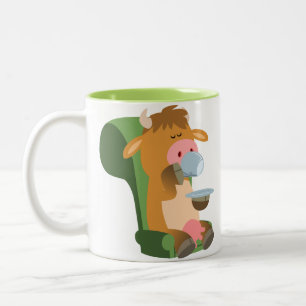 Cute Tecknad Cow och Nice Cuppa Mugg
