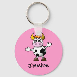 Cute Tecknad Cow Personlig Namn Gift Nyckelring