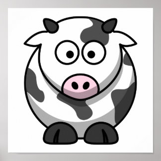 Cute Tecknad Cow Poster