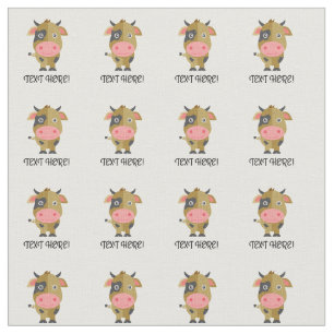 Cute Tecknad Cow Tyg