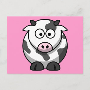 Cute Tecknad Cow Vykort
