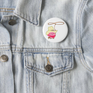 Cute Tecknad Cowboy Gris med Lariat Button Badge Knapp