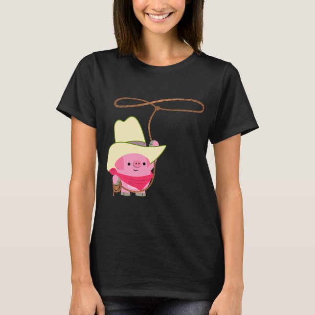 Cute Tecknad CowboyGris med Lariat Women T-Shirt (Framsida)