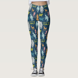 Cute Tecknad Cryptids Cryptozoology Guide Leggings