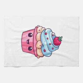 Cute tecknad cupaka lycklig ler leende kökshandduk