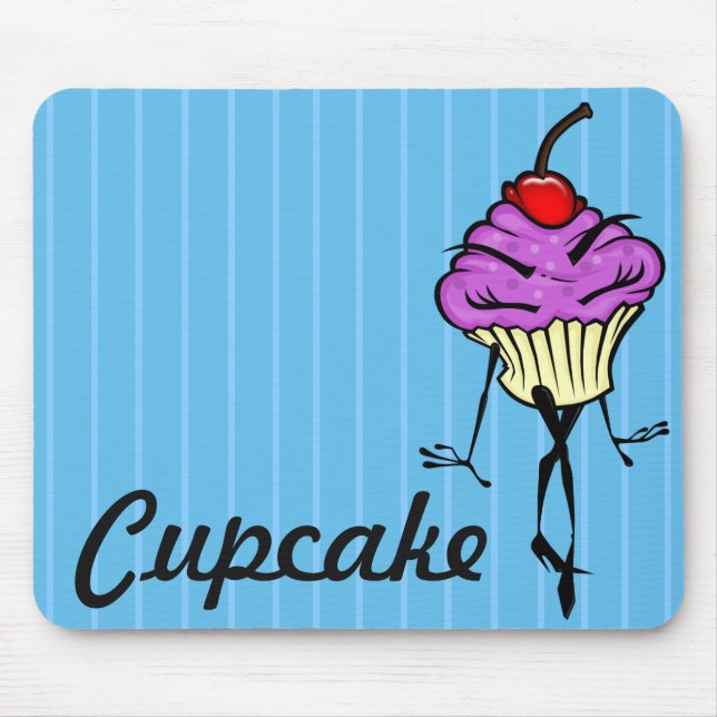 CUTE TECKNAD CUPCAKE WOMAN STRIPED MOUSE PAD MUSMATTA (Framsidan)