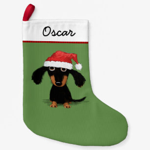 Cute Tecknad Dachshund Funny Wiener Hund Helgdag Liten Julstrumpa
