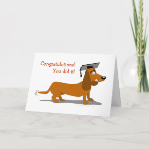 Cute Tecknad Dachshund Hund Studenten Kort