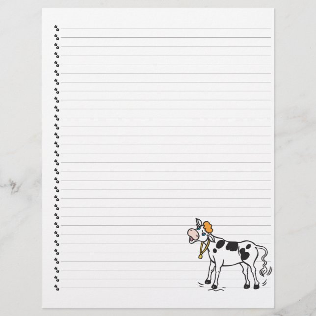Cute Tecknad Dairy Cow Led Pet Letterhead (Framsida)