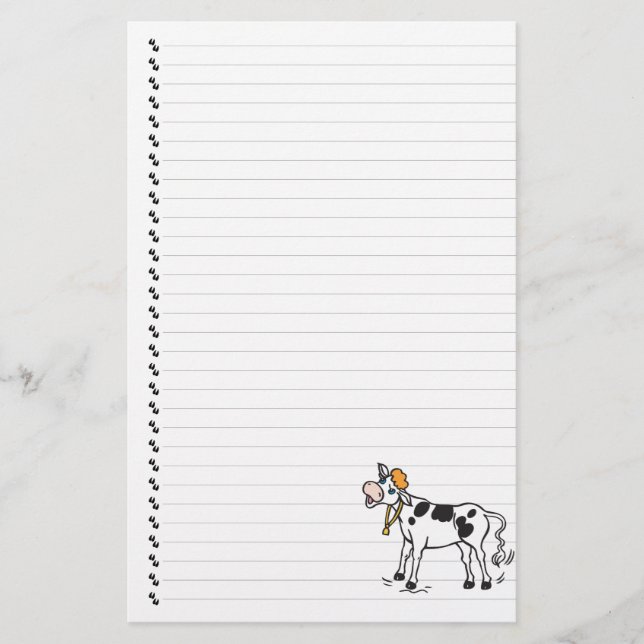 Cute Tecknad Dairy Cow Lining Pet Stationery Brevpapper (Framsida)