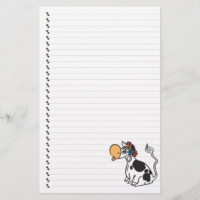Cute Tecknad Dairy Cow Lining Pet Stationery Brevpapper (Framsida)