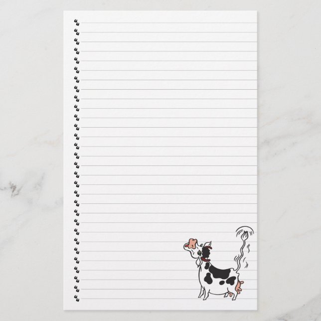 Cute Tecknad Dairy Cow Lining Pet Stationery Brevpapper (Framsida)