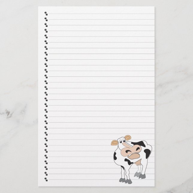 Cute Tecknad Dairy Cow Lining Pet Stationery Brevpapper (Framsida)