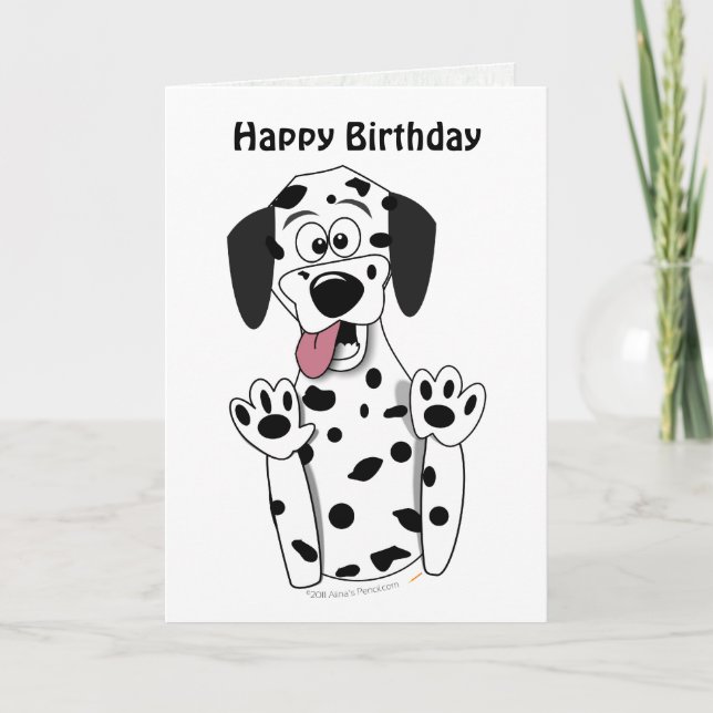 Cute Tecknad Dalmatien Hund Birthday Card-mall Kort (Framsida)