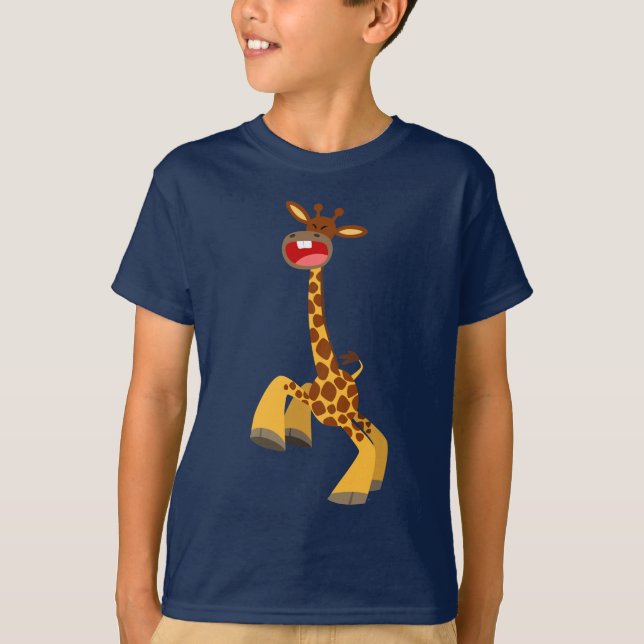 Cute Tecknad Dancing Giraffe Boys T-Shirts (Framsida)