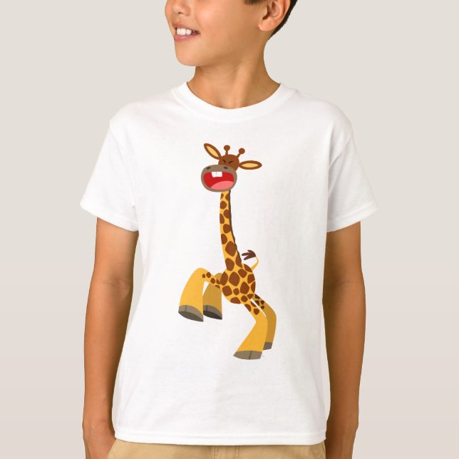 Cute Tecknad Dancing Giraffe Children T-Shirt (Framsida)