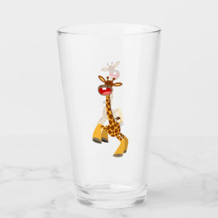 Cute Tecknad Dancing Giraffe Glaskopp