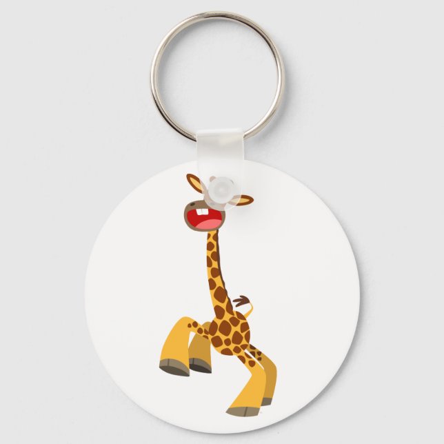 Cute Tecknad Dancing Giraffe Keychain Nyckelring (Framsida)
