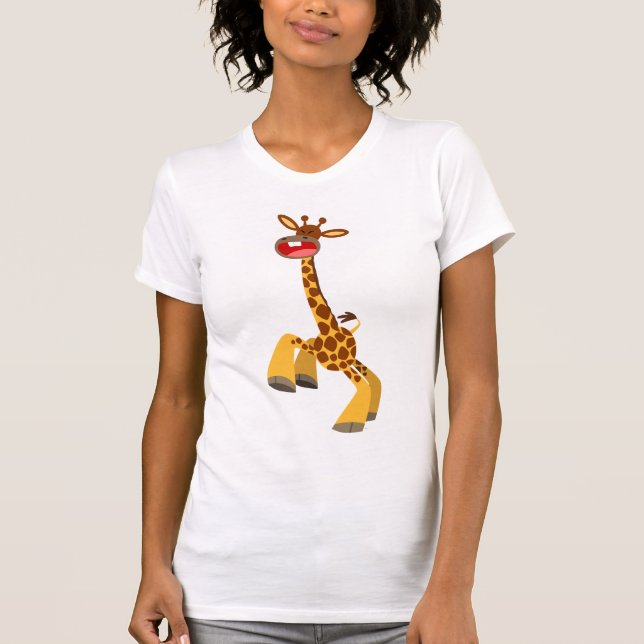 Cute Tecknad Dancing Giraffe Women T-Shirt (Framsida)