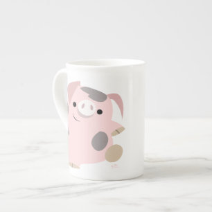 Cute Tecknad Dancing Gris Bone China Mugg Benporslin Mugg