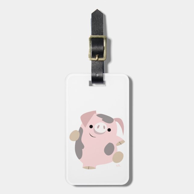 Cute Tecknad Dancing Gris Luggage Tag Bagagebricka (Vertikal Framsida)