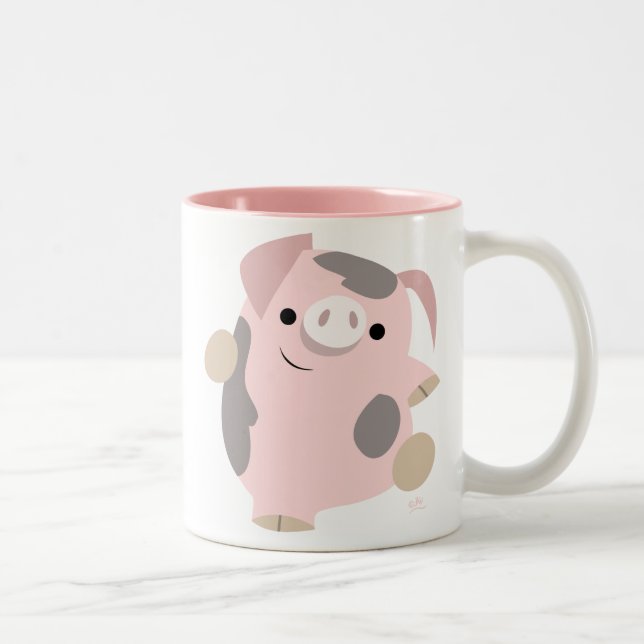 Cute Tecknad Dancing Gris Mugg (Höger)